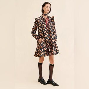 Rachel Antonoff x Anthropologie Cookie Printed Laura Mini Dress Gown sz L
